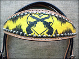HILASON Western  Horse Leather Headstall & Breast Collar Set Cross Gun