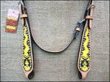 HILASON Western  Horse Leather Headstall & Breast Collar Set Cross Gun