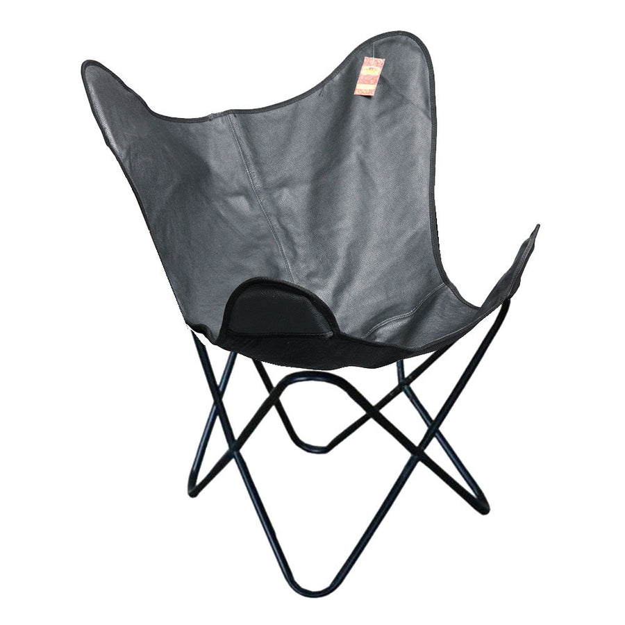 Gray canvas butterfly chair with black metal frame - Uhorse