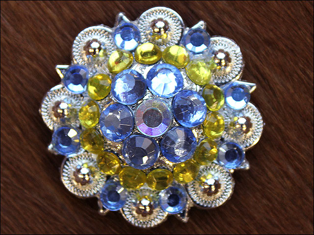HILASON Screw Back Concho Purple Lemon Crystals 1-1/4In Saddle Crystal AB, Aqua Marine and | Bling