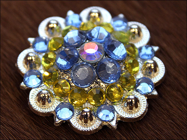 HILASON Screw Back Concho Purple Lemon Crystals 1-1/4In Saddle Crystal AB, Aqua Marine and | Bling