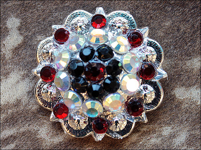 HILASON Black Siam Ab Crystals 1-1/4In Berry Headstall Saddle | Western Concho Belt Slotted Conchos