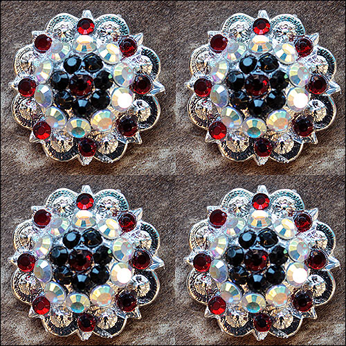 HILASON Black Siam Ab Crystals 1-1/4In Berry Headstall Saddle | Western Concho Belt Slotted Conchos