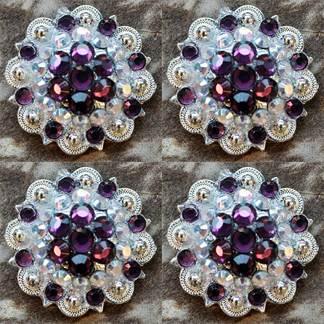 HILASON Western Berry Conchos Glass Rhinestones Bling Tack Cowgirl Amethyst-Crystalab Color | Slotted Conchos