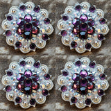 HILASON Western Screw Back Concho Amethyst Ab Crystal Berry Saddle and Color | Bridle Conchos Slotted