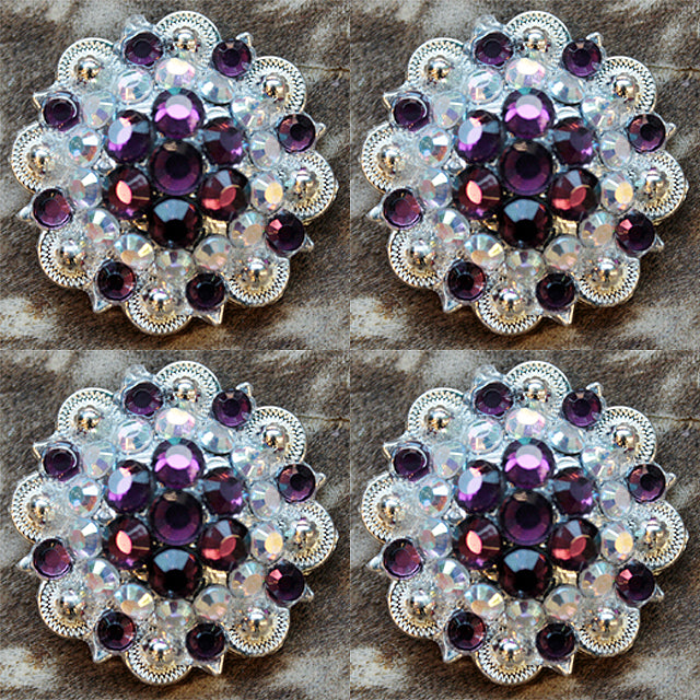 HILASON Western Berry Conchos Glass Rhinestones Bling Tack Cowgirl Amethyst-Crystalab Color | Slotted