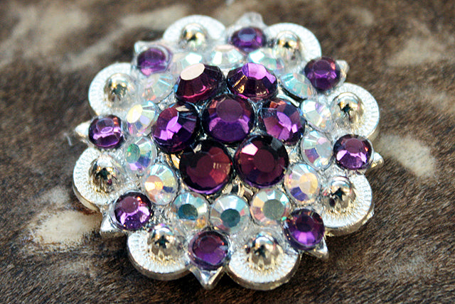 HILASON Western Berry Conchos Glass Rhinestones Bling Tack Cowgirl Amethyst-Crystalab Color | Slotted