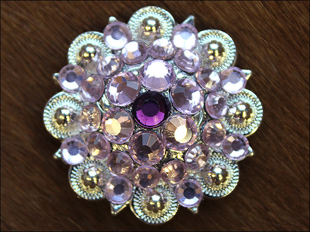 HILASON Western Screw Back Concho Pink Purple Crystals Saddle Amethyst and Rose Color | Bridle Conchos Slotted