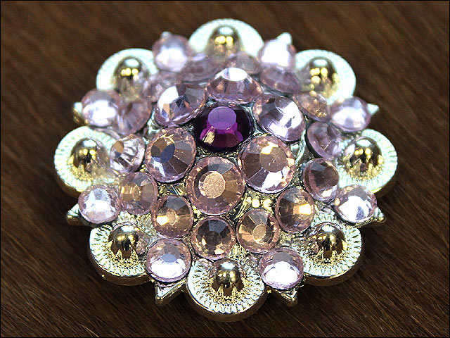 HILASON Western Screw Back Concho Pink Purple Crystals Saddle Amethyst and Rose Color | Bridle Conchos Slotted