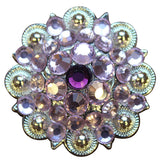 HILASON Western Screw Back Concho Pink Purple Crystals Saddle Amethyst and Rose Color | Bridle Conchos | Slotted Conchos