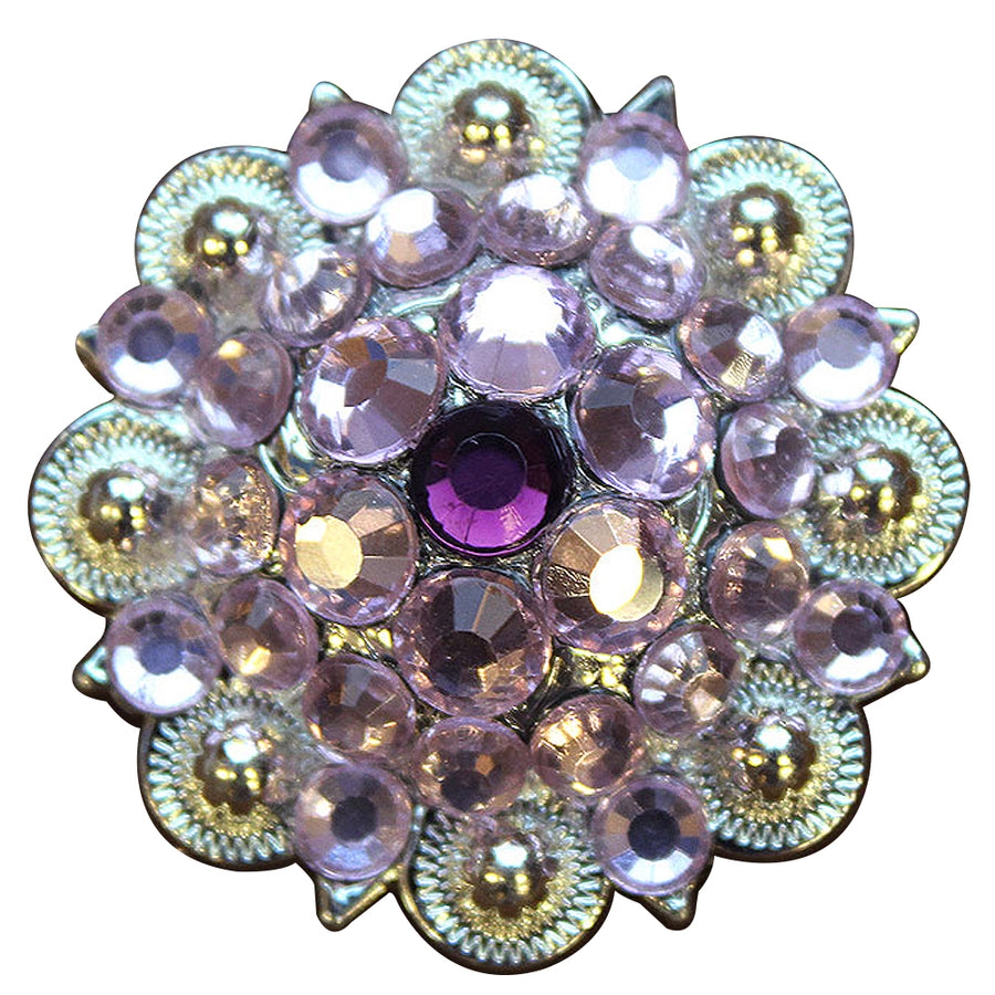 Set Of 4 Western Screw Back Concho Pink Purple Crystals 1-1/4In. Saddle - Uhorse