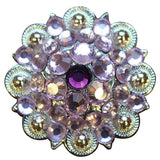 Set Of 4 Western Screw Back Concho Pink Purple Crystals 1-1/4In. Saddle - Uhorse