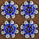 HILASON Blue Purple Crystals 1-1/49 Inch Berry Concho Rhinestone Tack| Slotted Conchos | Conchos Leather Screw Back