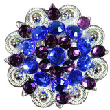 Set Of 8 W. Screw Back Concho Blue Purple Crystals 1-1/49In. Saddle – by Hilason – Cowboy and equestrian accessories