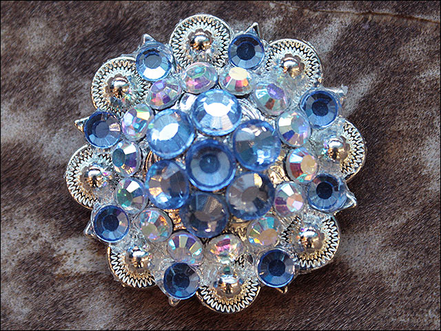 HILASON Western Screw Back Concho Aquamarine Crystals Saddle and AB Color | Bridle Conchos Slotted