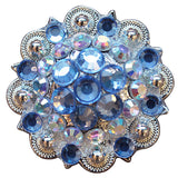 Set Of 32 Western Screw Back Concho Aquamarine Crystals 1-1/4In. Saddle - Uhorse
