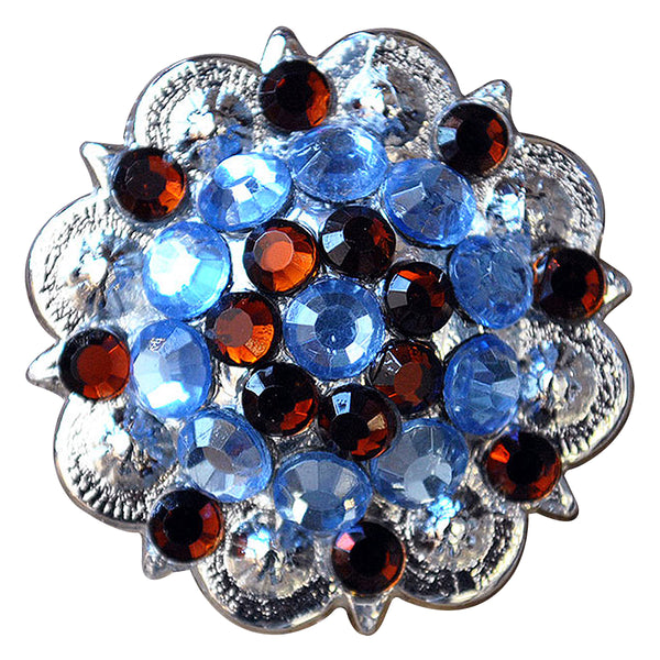 Aquamarine Topaz Crystals 1 -1/4In. Berry Concho Rhinestone Saddle Tack - Uhorse