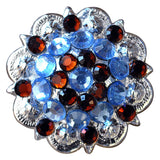 Aquamarine Topaz Crystals 1 -1/4In. Berry Concho Rhinestone Saddle Tack