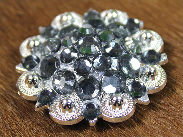 HILASON Black Daimond Crystals 1-1/4 Berry Concho Rhinestone Tack Saddle| Slotted Conchos | Leather Screw Back