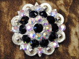 HILASON Western Screw Back Concho Black Ab Crystals Saddle and Stone Color | Bridle Conchos Slotted