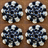 HILASON Black Crystals 1-1/4In Berry Headstall Saddle | Western Concho Belt Slotted Conchos Leather Screw Back