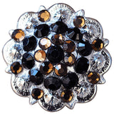 HILASON Western Screw Back Concho Black Brown Crystal Saddle Black and Brown Color | Western Concho Belt | Slotted Conchos
