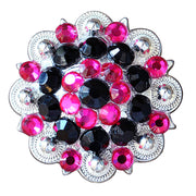 HILASON Western Screw Back Concho Hot Crystal Saddle Black and Pink Color | Belt Slotted Conchos