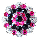 HILASON Western Screw Back Concho Hot Crystal Saddle Black and Hot Pink Color | Western Concho Belt | Slotted Conchos