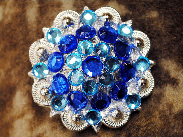HILASON Western Screw Back Concho Blue Crystals Saddle Turquoise and Color | Slotted Conchos