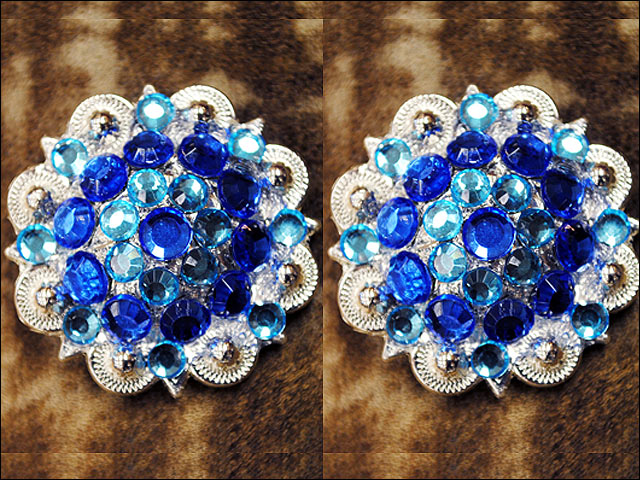 HILASON Western Screw Back Concho Blue Crystals Saddle Turquoise and Color | Slotted Conchos