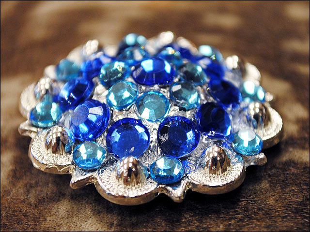 HILASON Western Screw Back Concho Blue Crystals Saddle Turquoise and Color | Slotted Conchos
