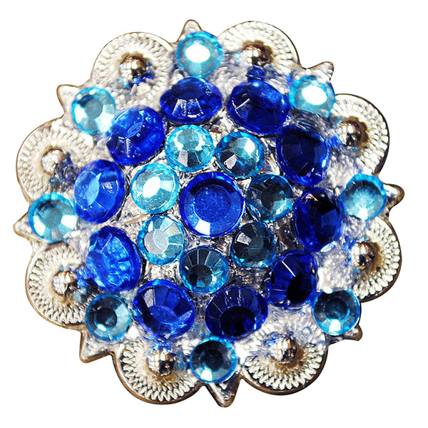 Hilason Turquoise Blue Crystals 1-1/4 Berry Concho Rhinestone Saddle Tack - Uhorse