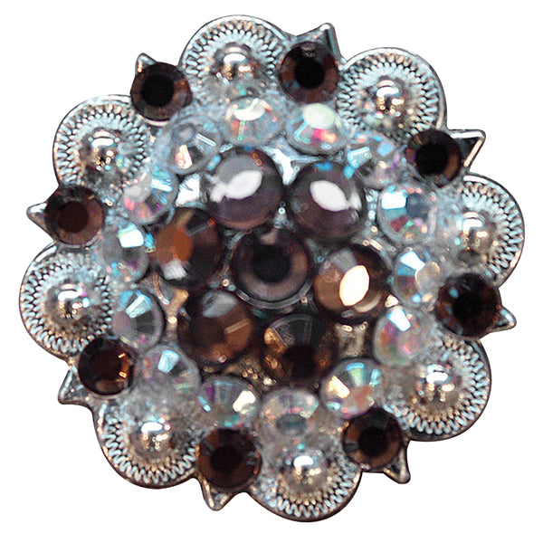Hilason Brown Ab Crystal 1-1/4In Berry Concho Rhinestone Tack Saddle - Uhorse