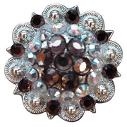 HILASON Brown Ab Crystal 1-1/4In Berry Concho Rhinestone Tack Saddle | Western Belt Slotted Conchos