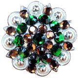 Set Of 4 Screw Back Concho Brown Green Crystal 1-1/4In Bling Saddle – by Hilason – Cowboy and equestrian accessories