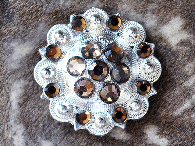 HILASON Brown Crystal Berry Headstall Saddle Bling Cowgirl| Slotted Conchos | Leather Screw Back