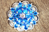 HILASON Capri Blue Ab Crystals Berry Headstall Saddle Tack Bling | Western Concho Belt Slotted Conchos