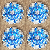 HILASON Western Screw Back Concho Capri Blue Ab Crystal Saddle and Color | Slotted Conchos