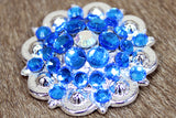 HILASON Western Screw Back Concho Capri Blue Ab Crystal Saddle and Color | Slotted Conchos