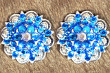 HILASON Capri Blue Ab Crystals Berry Headstall Saddle Tack Bling | Western Concho Belt | Slotted Conchos