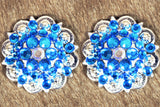 HILASON Western Screw Back Concho Capri Blue Ab Crystal Saddle and Color | Slotted Conchos
