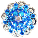 Set Of 2 Western Screw Back Concho Capri Blue Ab Crystal 1-1/4In Saddle - Uhorse