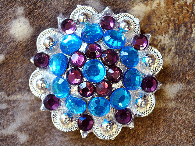 HILASON Capri Amethyst Crystal 1-1/4 In Berry Tack Saddle Cowgirl | Western Concho Belt Slotted Conchos