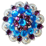 Set Of 16 Screw Back Concho Capri Amethyst Crystal 1-1/4In Saddle Hilason - Uhorse