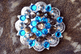 HILASON Western Screw Back Concho Blue Brown Saddle Cowgirl Capri and Color | Bridle Conchos Slotted
