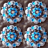 HILASON Western Screw Back Concho Blue Brown Saddle Cowgirl Capri and Color | Bridle Conchos Slotted