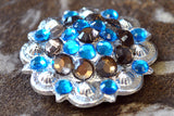 HILASON Western Screw Back Concho Blue Brown Saddle Cowgirl Capri and Color | Bridle Conchos Slotted