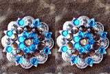 HILASON Western Screw Back Concho Blue Brown Saddle Cowgirl Capri Blue and Brown Color | Bridle Conchos | Slotted Conchos