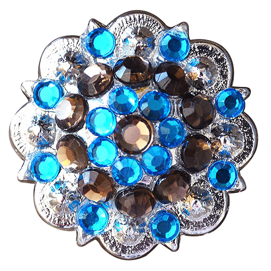 Set Of 16 Western Screw Back Concho Blue Brown 1-1/4In Saddle Cowgirl - Uhorse