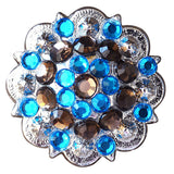 HILASON Western Screw Back Concho Blue Brown Saddle Cowgirl Capri Blue and Brown Color | Bridle Conchos | Slotted Conchos